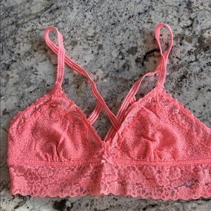 aerie Coral Lace Bralette — Pink